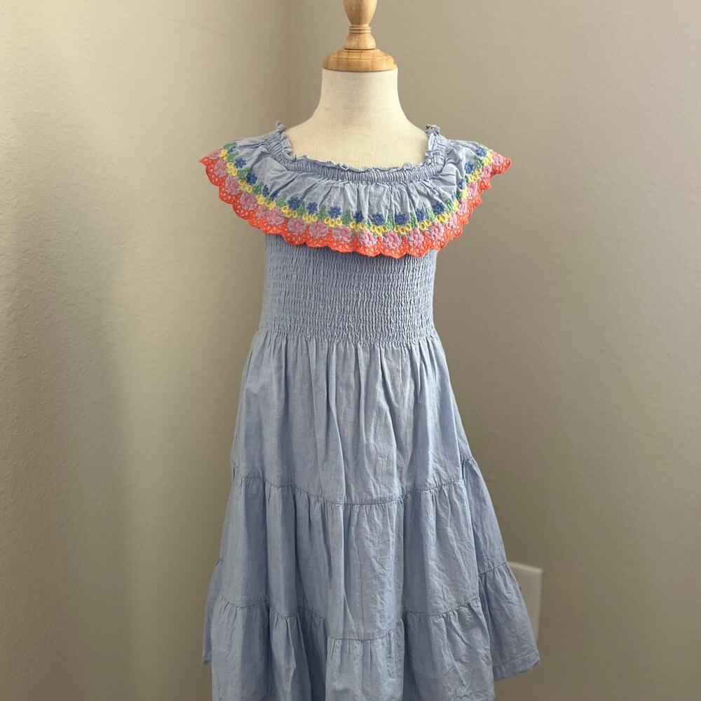 Mini Boden Scalloped Tiered Dress - 5/6Y